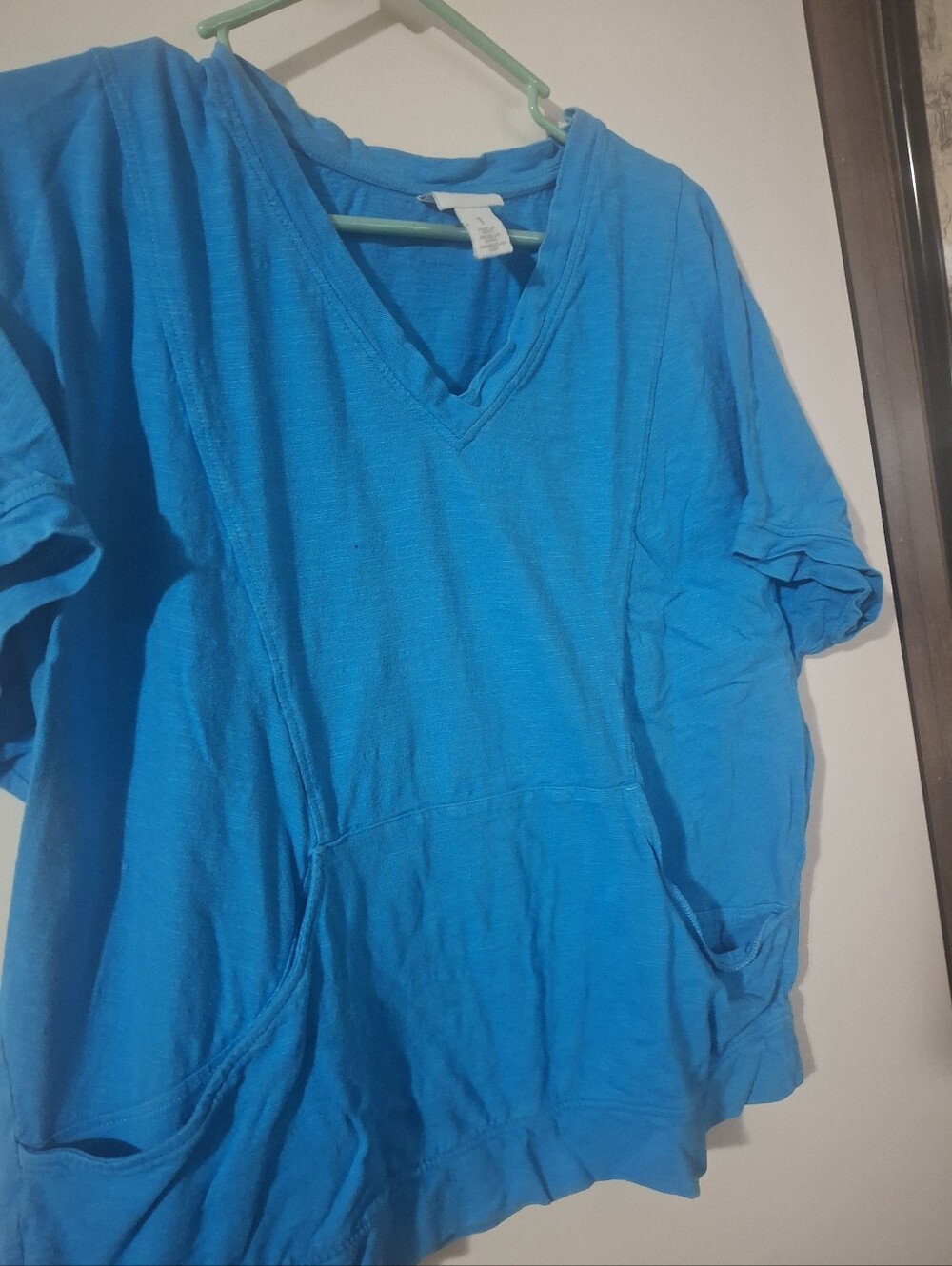 Chico's V-Neck Short Sleeve Tee in Teal Blue